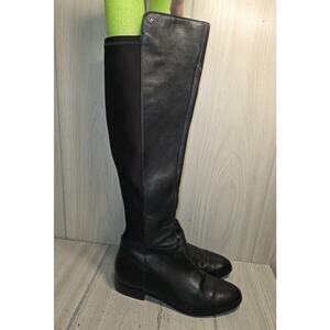 Michael Kors Womens Riding Boots Size 8 M Bromley Black Leather Knee High Flat